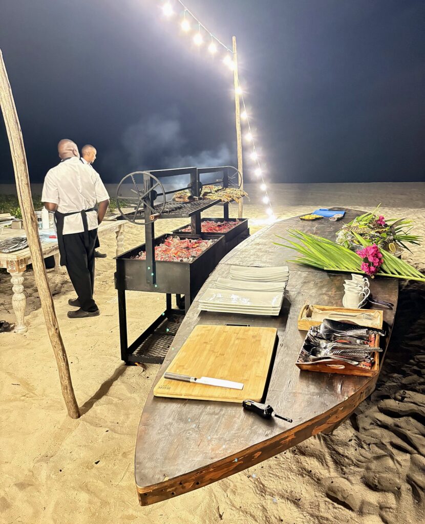 Beach grill dinner with lobster run by chef Javi Puig and his team, Tanzania